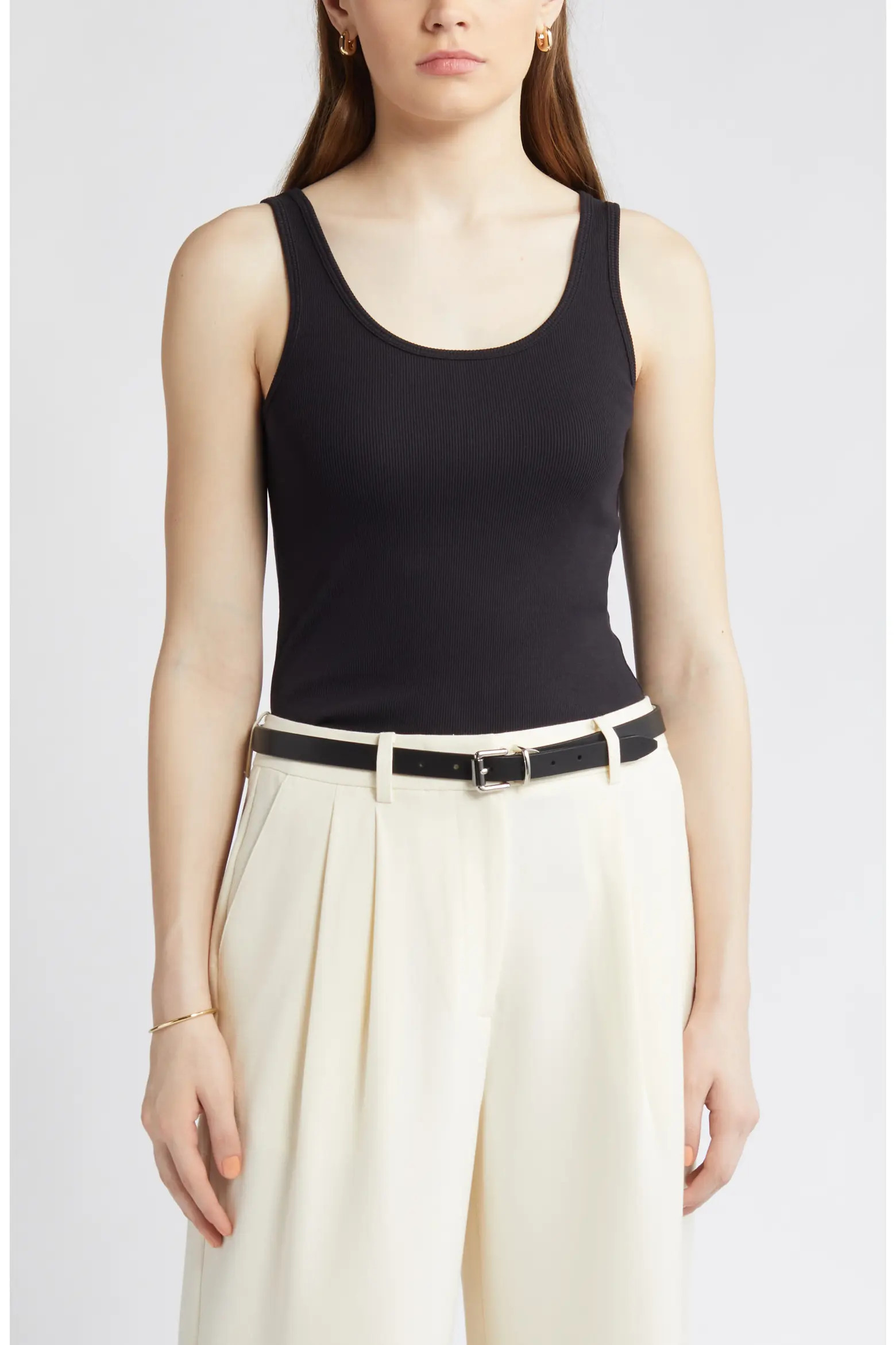 Rib Scoop Neck Cotton Tank (Women) | Nordstrom | Nordstrom