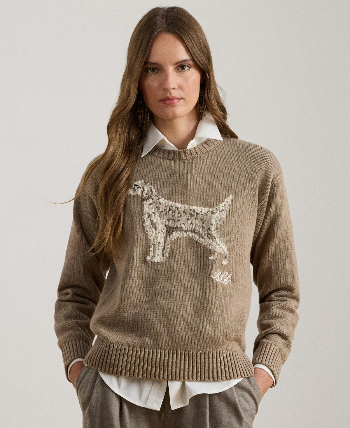 Lauren Ralph Lauren Women's Cotton Dog Sweater - Adirondack Heather Multi | Macy's