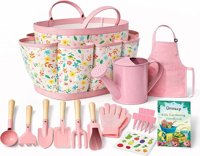 Kids Gardening Set 14Pcs Garden Tools with Tote Bag,Watering Can, Shovel, Apron, Garden Book and ... | Amazon (US)