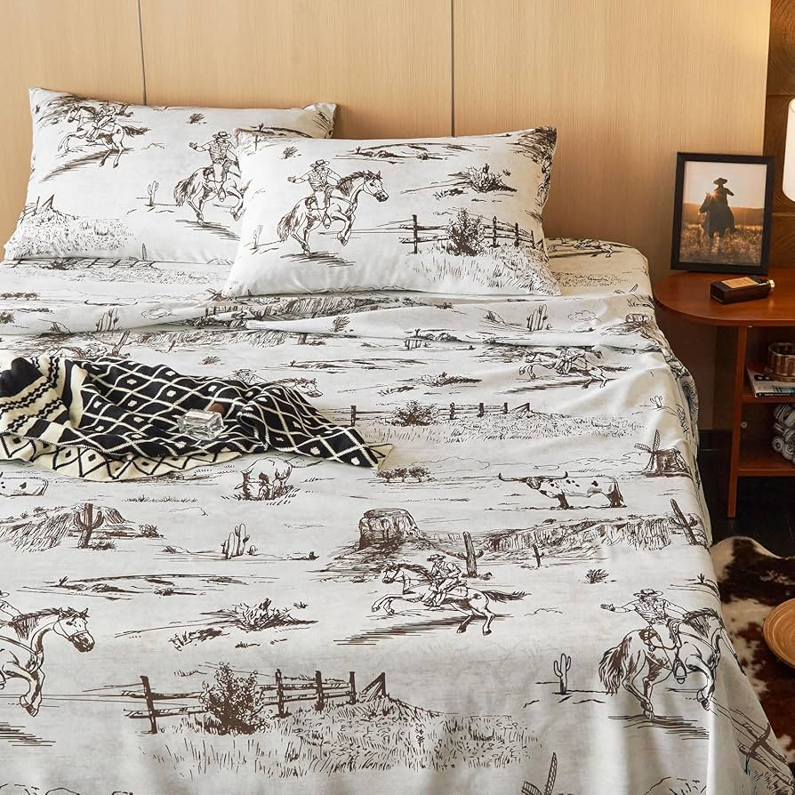 Wake In Cloud - Western Bed Sheets, 4-Piece Sheet Set, Cowboy Southwestern Country Vintage Native... | Amazon (US)