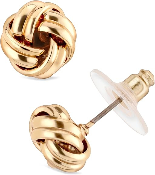 Anne Klein Women's Pierced Earrings Knot Stud, Gold, One Size | Amazon (US)