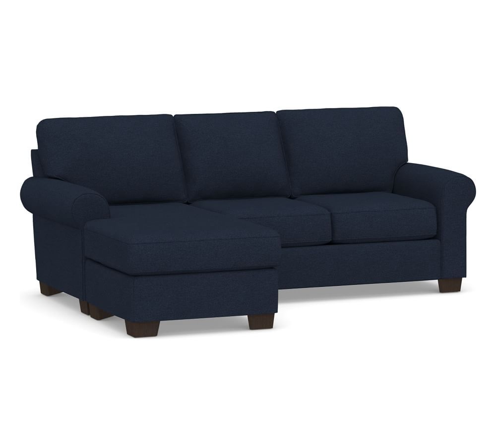 Buchanan Roll Arm Upholstered Sofa with Reversible Chaise Sectional | Pottery Barn (US)