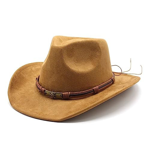 LIDHAY Cowboy Hat for Women and Men Western Cowgirl Hats Suede Cowboy Hat,Adjustable Sweatband–for Rodeo, Farming,Traveling,Outdoor Work 192 Khaki | Amazon (US)