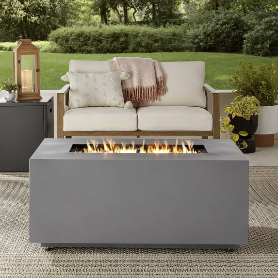 Mainstays Modern Steel Fire Pit Table with 50,000 BTU Concrete Finish - Walmart.com | Walmart (US)