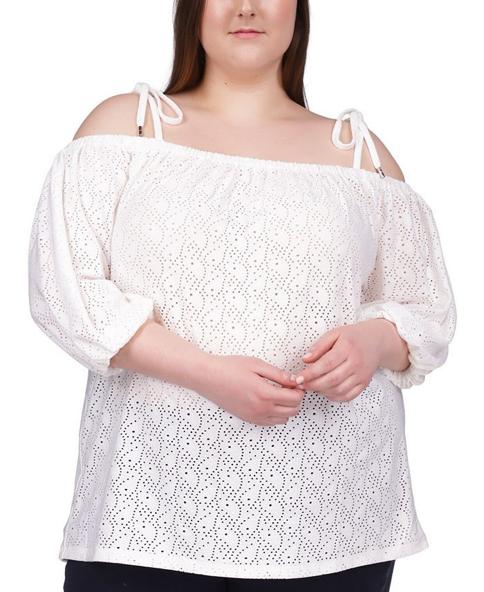 Michael Kors Plus Size Off-The-Shoulder Eyelet Top & Reviews - Tops - Plus Sizes - Macy's | Macys (US)