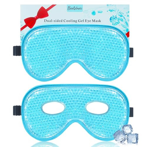 BeeVines Cooling Eye Mask, 2 Pack XL Jumbo Size Freezer Gel Eye Masks for Puffy Eyes Face, Ice Eye Mask, Cold & Warm Compress, Frozen Ice Pack for Post Eye Surgery & Allergies(Blue) | Amazon (US)