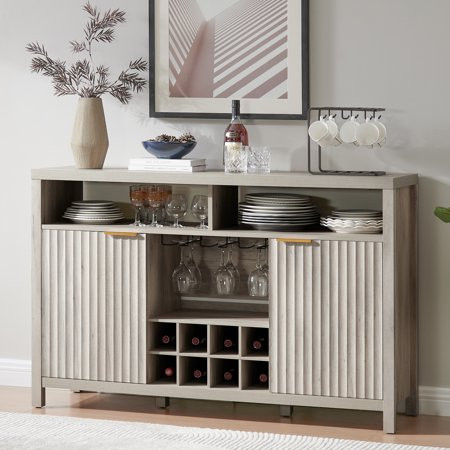OAKHAM Mueble Bar Oxford con Botelleros, Aparador Estriado, Mueble Buffet con Almacenamiento, Mue... | Walmart (US)