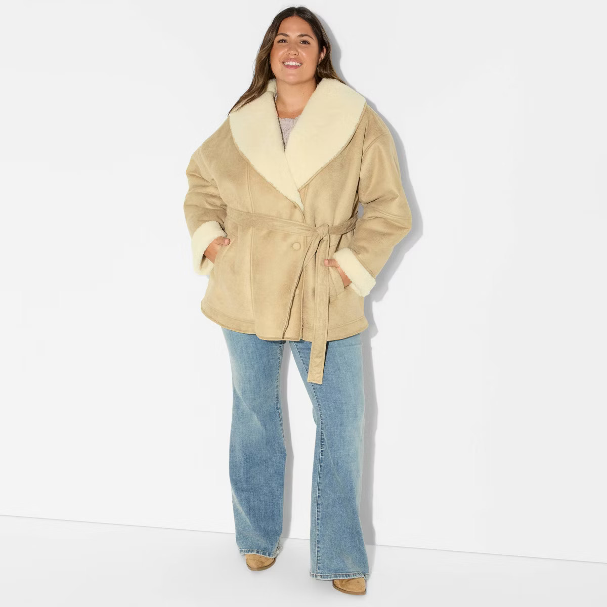 Women's Shawl Collar Shearling Coat - Wild Fable™ | Target