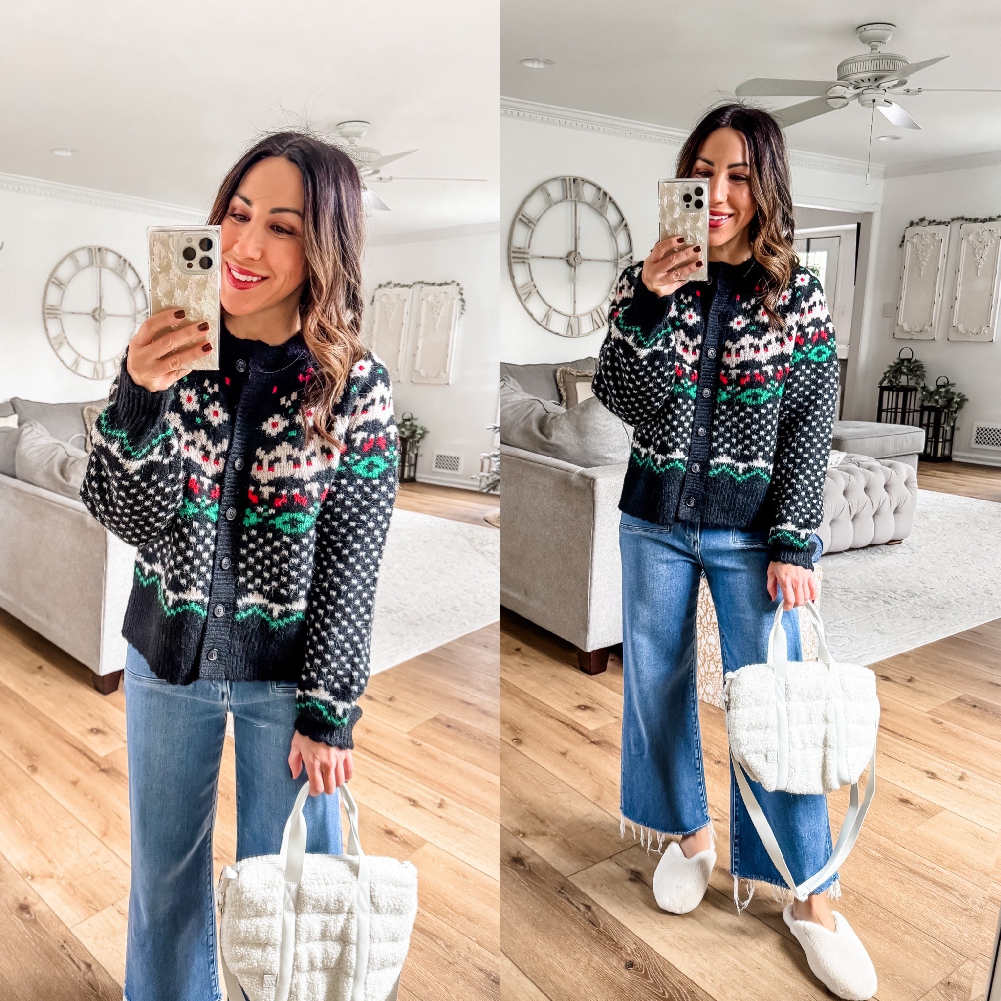 Small cardigan, 25 jeans, shoes, TTS, holiday outfit. 

#LTKFindsUnder50 #LTKHoliday #LTKFindsUnder100