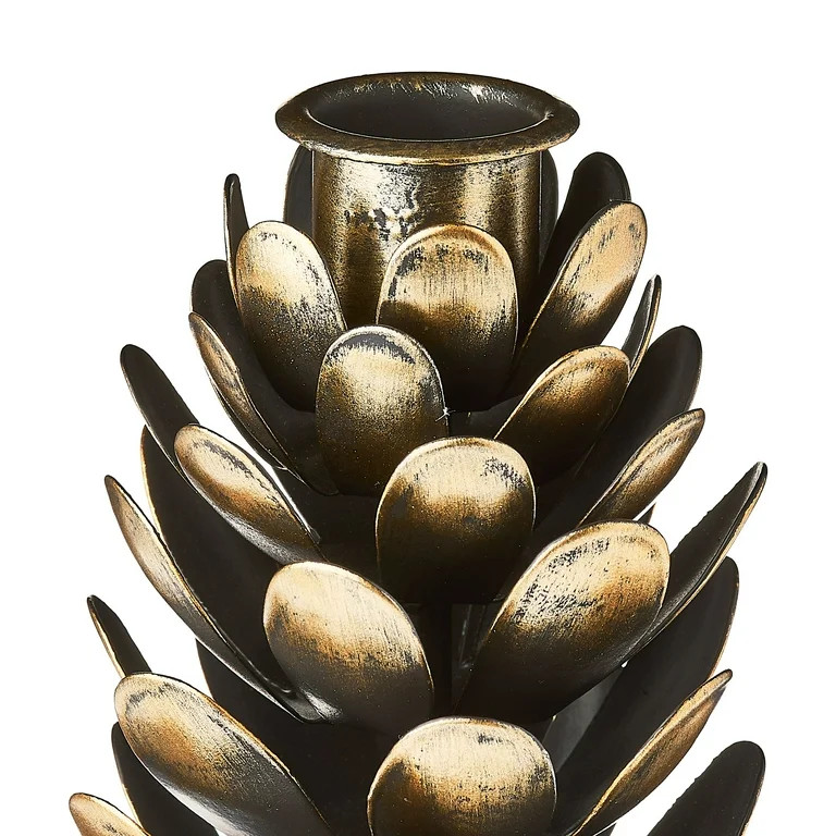 Small Brown and Gold Iron Pinecone Christmas Taper Candle Holder, 7", by Holiday Time - Walmart.c... | Walmart (US)