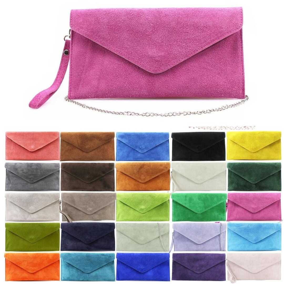 Ladies Real Suede Leather Envelope Chain Clutch Womens Fashion Party Evening Bag - Etsy | Etsy (US)