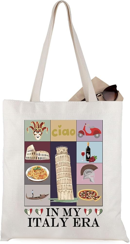 WCGXKO Italy Vacation Gift In My Italy Era Italy Themed Tote Bag for Travelers (T-Italy Era) | Amazon (US)