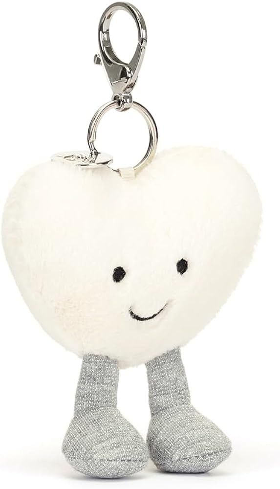Jellycat Amuseables Cream Heart Bag Charm, 3 inches - Heart Plush Keychain - Great Gift Idea | Amazon (US)