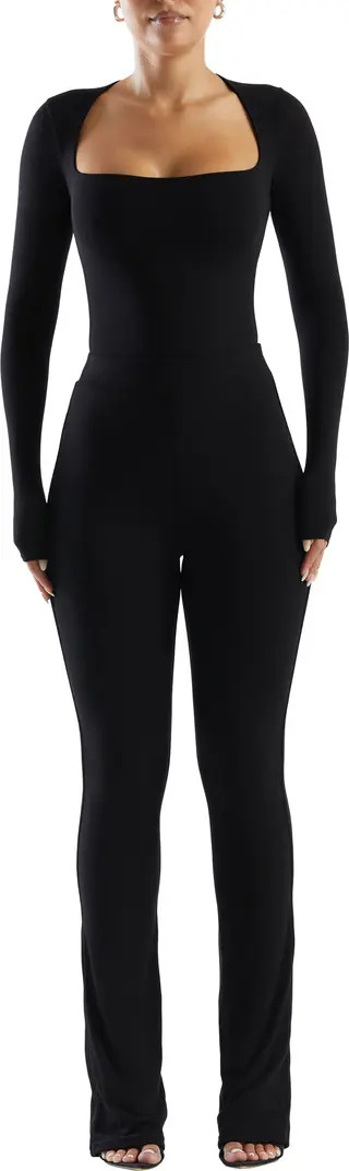 Naked Wardrobe Squared Away Long Sleeve Thong Bodysuit | Nordstrom | Nordstrom