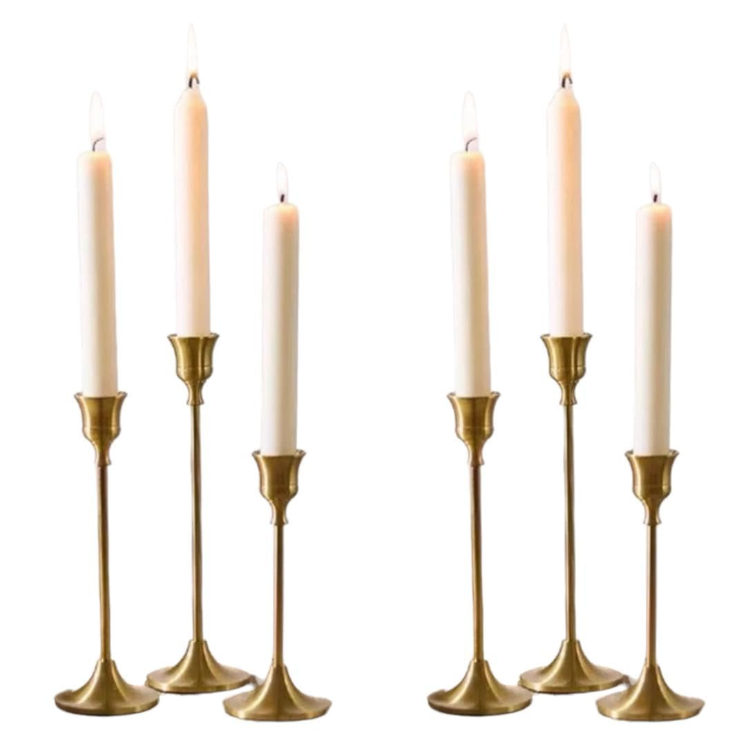 Gold Candlestick Holders Set of 6 – Elegant Metal Taper Candle Holders for Table Centerpieces, ... | Amazon (US)