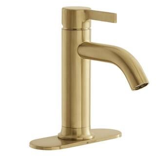 Ryden Single Hole Single-Handle Bathroom Faucet in Brushed Bronze | The Home Depot