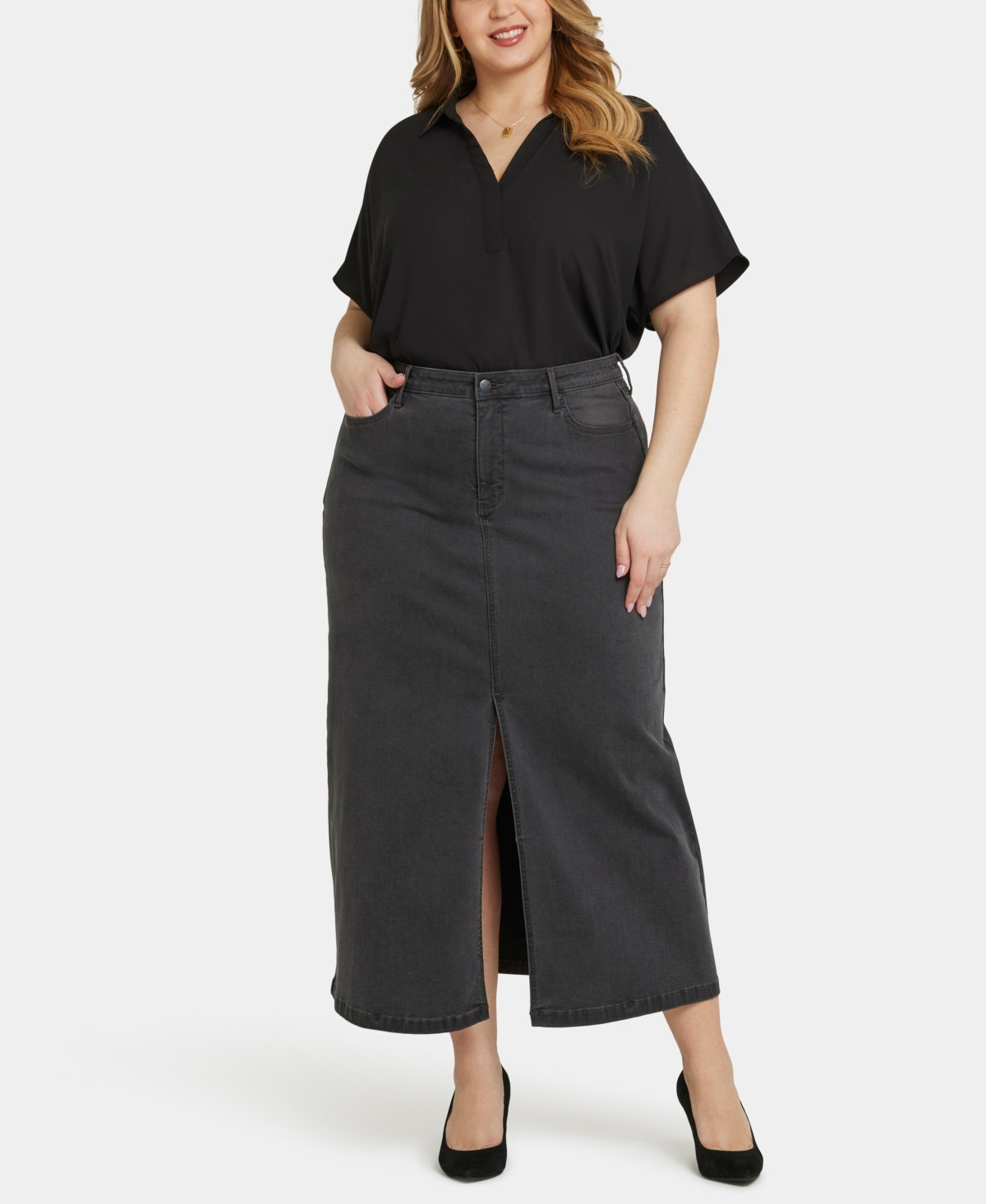Nydj Plus Size High Rise Long Skirt - Cloud Stone | Macy's