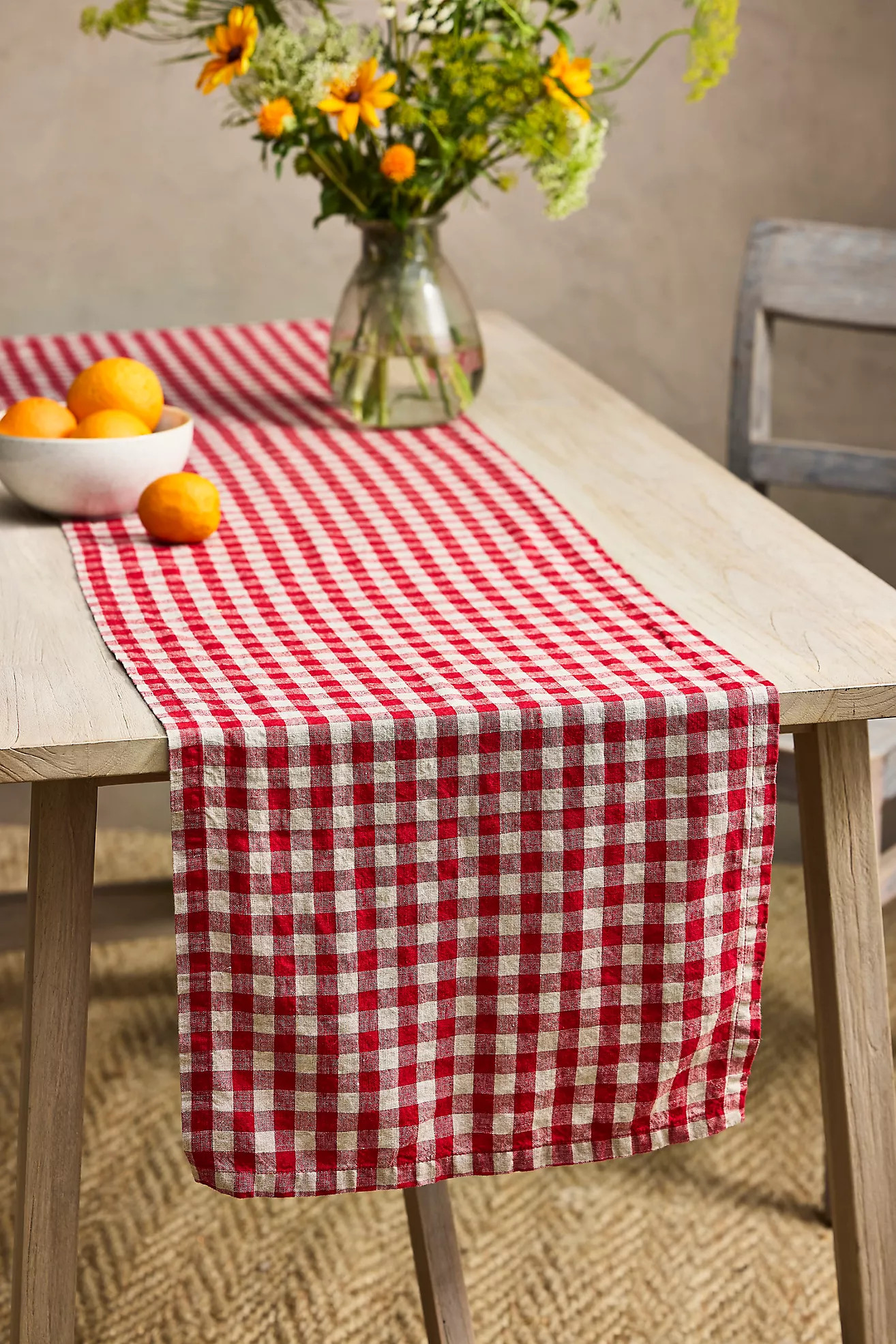 Red Gingham Linen Runner | Anthropologie (US)
