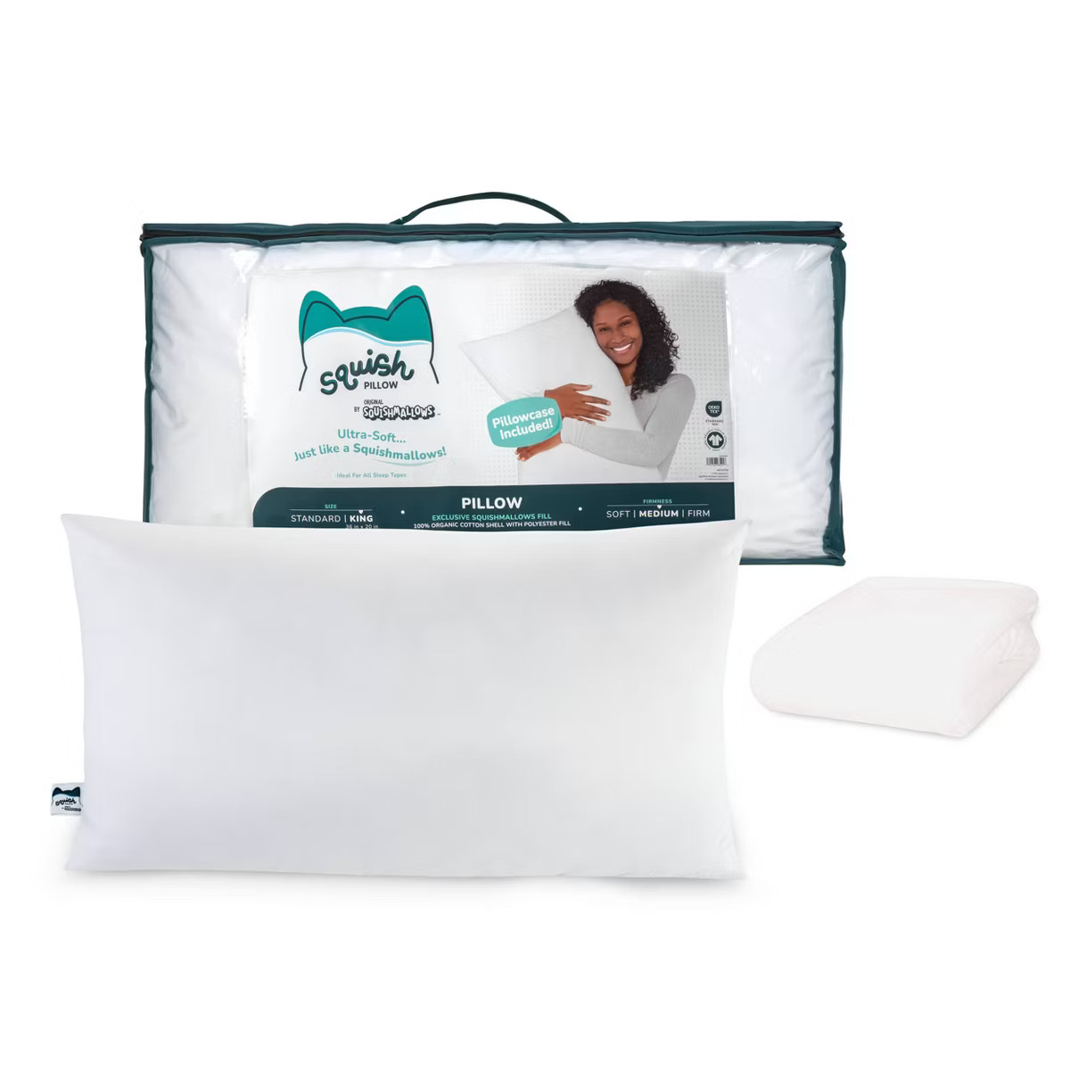 SquishPillow by Original Squishmallows Firm Bed Pillow and Ultra Soft Pillowcase Cover | Target