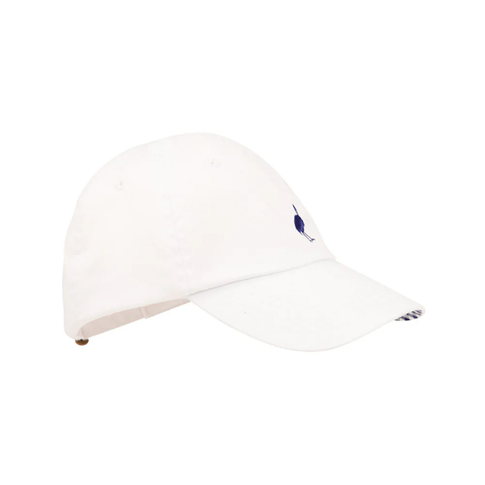 Covington Cap - Worth Avenue White with Nantucket Navy Gingham & Nantucket Navy Stork | The Beaufort Bonnet Company