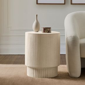 Fluted Concrete Side Table (16") | West Elm (US)