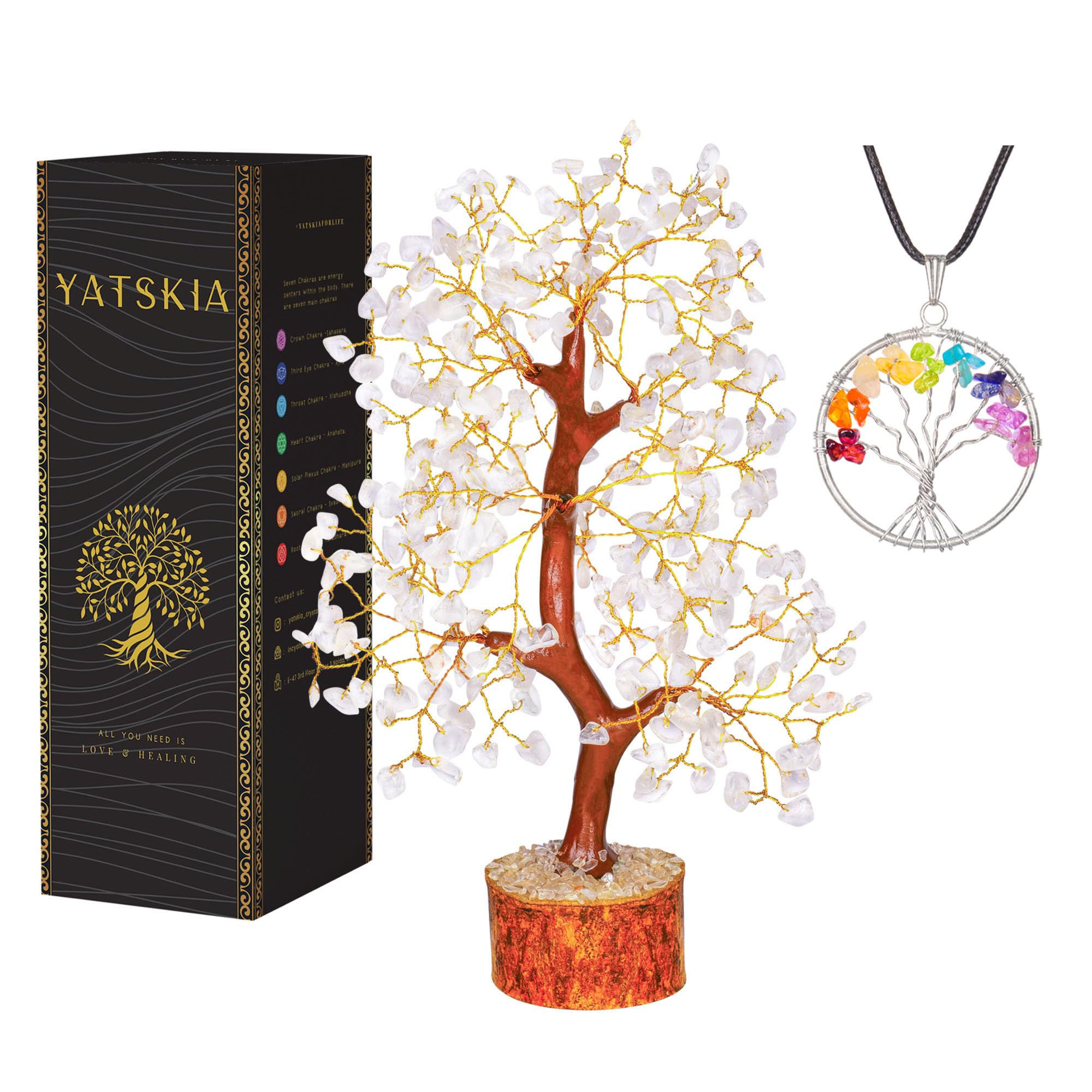 YATSKIA Clear Quartz Crystal Tree for Home Decor, Handmade Gemstone Tree for Positive Energy, Goo... | Amazon (US)