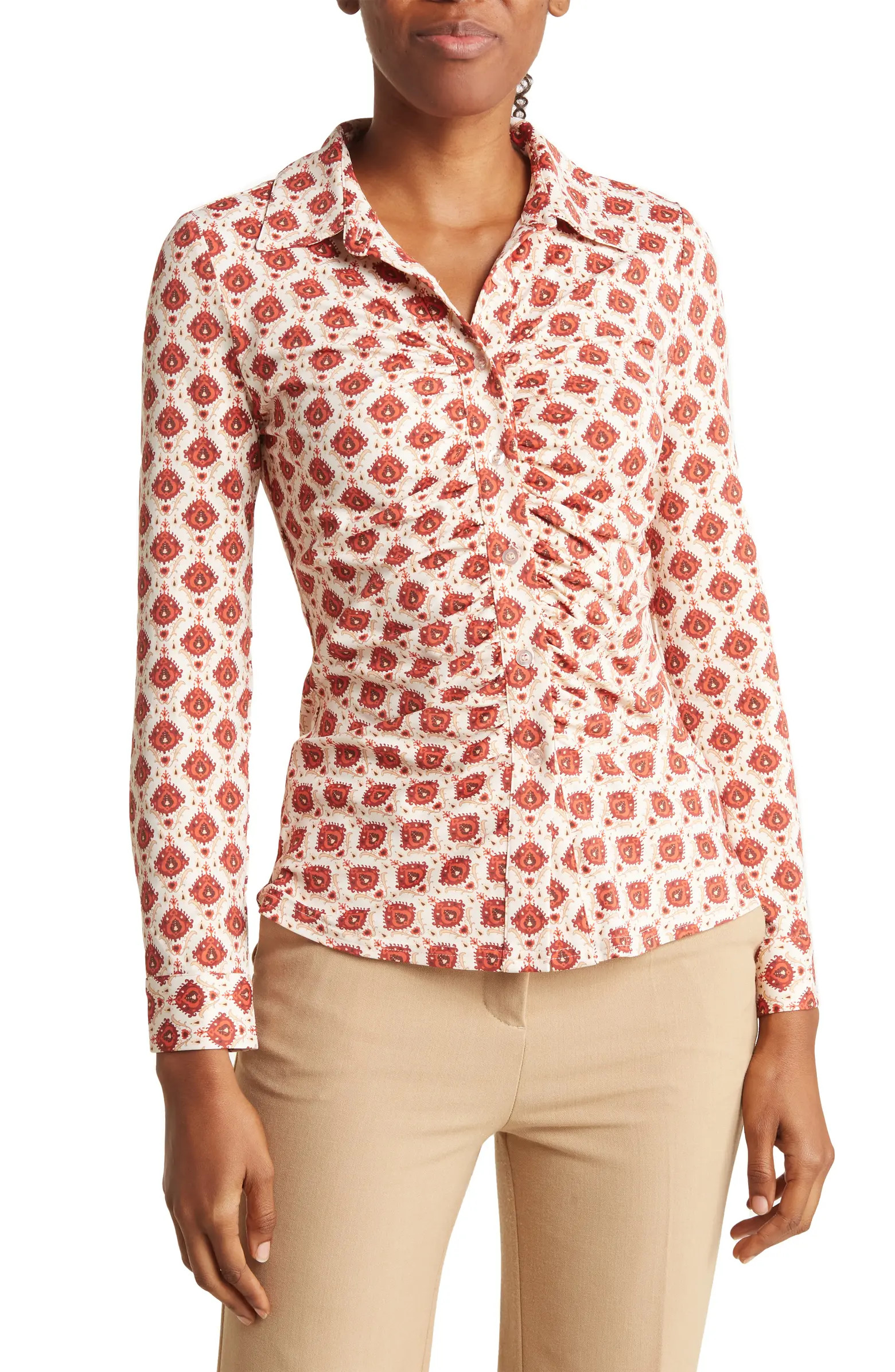 Carla Ruched Button-Up Blouse | Nordstrom Rack