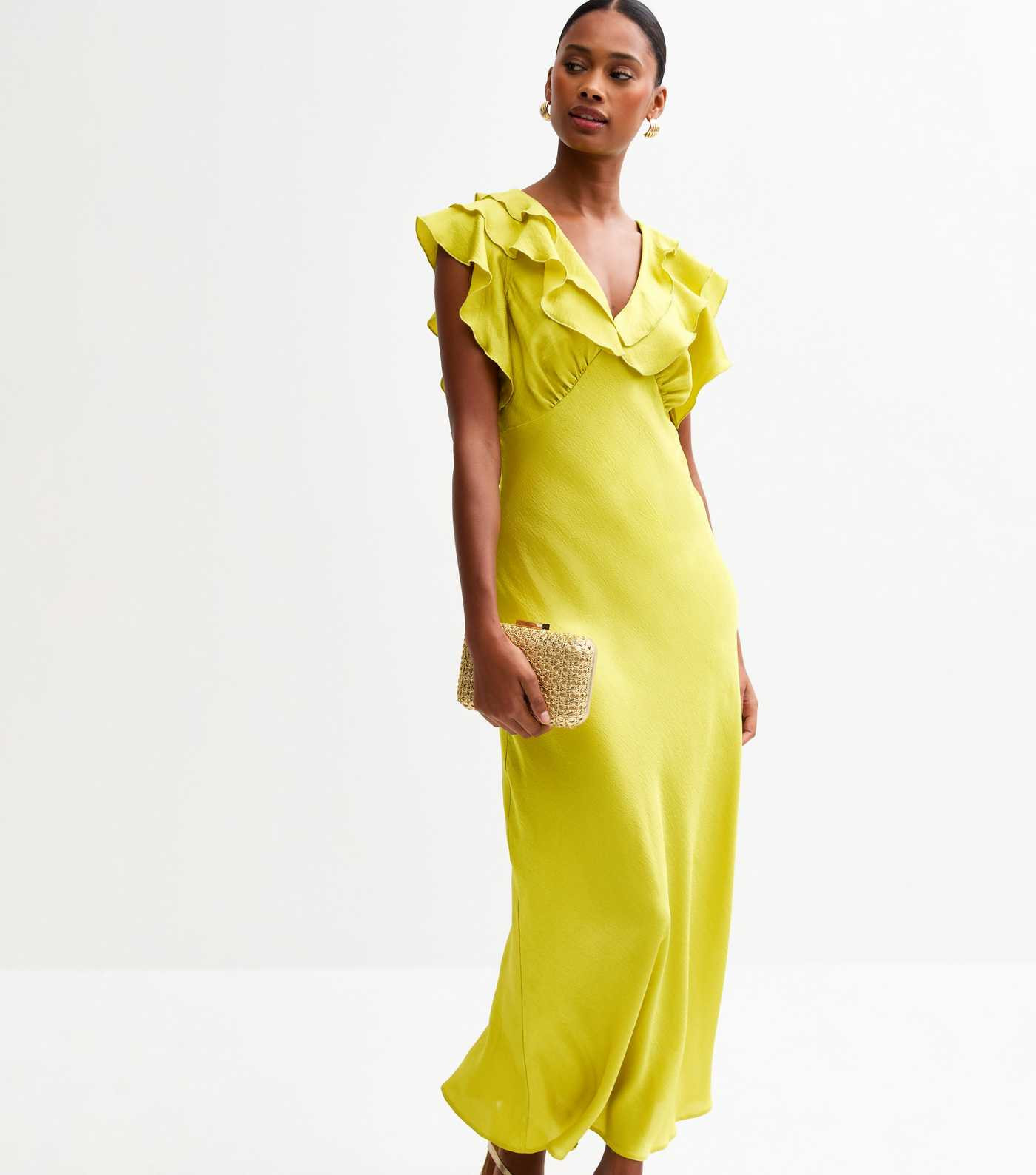 Light Green Satin Ruffled Midi Dress | New Look | New Look (UK)