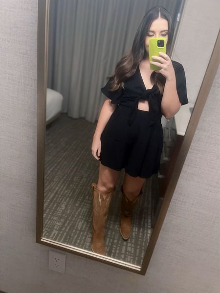 One of my go to country concert outfits. Boots are wide calf friendly. Sized up 1/2 a size so I could wear thick socks. But normal size would’ve worked too! 

Country Concert | Boots | Cowgirl Boots | Cowboy Boots | Concert Outfits | Festival Outfits | Rompers | 

#LTKparties #LTKshoecrush #LTKFestival