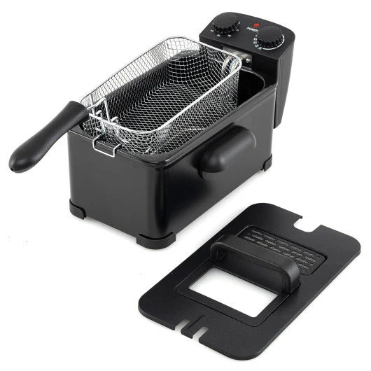 Costway 3.2 Quart Electric Stainless Steel Deep Fryer With Timer-black | REBEL (formerly Rebelstork)