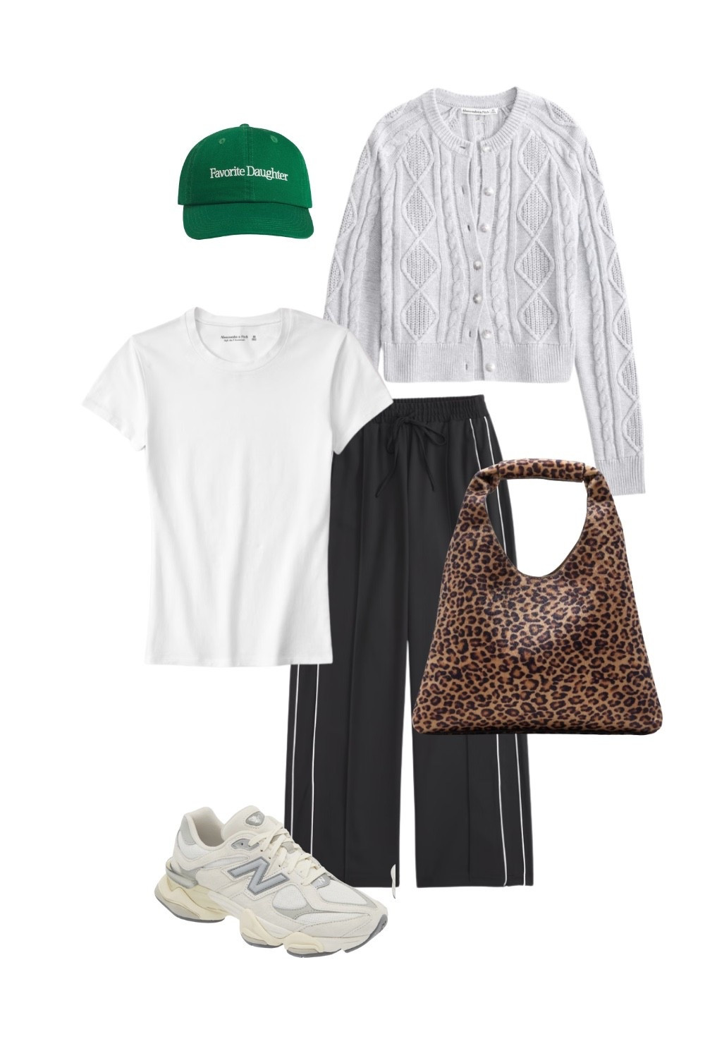 Elevated casual style made easy ✨ This outfit pairs classic neutrals with a fun leopard print bag and sporty sneakers. Perfect for errands, casual coffee runs, or travel days when you want to stay comfy but still look put together. Shop the entire look — cardigan, pants, sneakers, and bag 

#LTKFindsUnder100 #LTKSaleAlert #LTKSeasonal