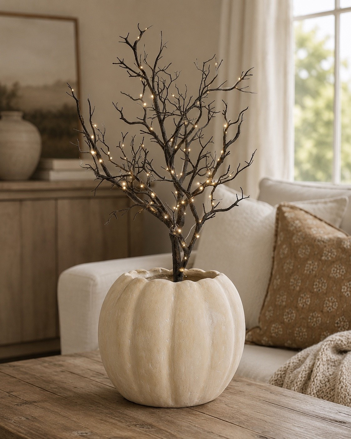 The easiest way to make your home feel like fall? Add a few cozy seasonal touches. 🤍🎃 This pumpkin planter paired with a light-up tree from Pottery Barn is simple, timeless, and makes such a beautiful statement in any space.

#LTKHome #LTKSeasonal