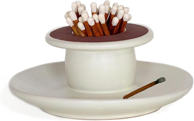 Handcrafted Ceramic Match Holder with Built-in Striker and Tray | Works with All Short Matches | ... | Amazon (US)
