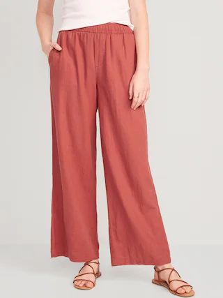 High-Waisted Linen-Blend Wide-Leg Pants for Women | Old Navy (US)