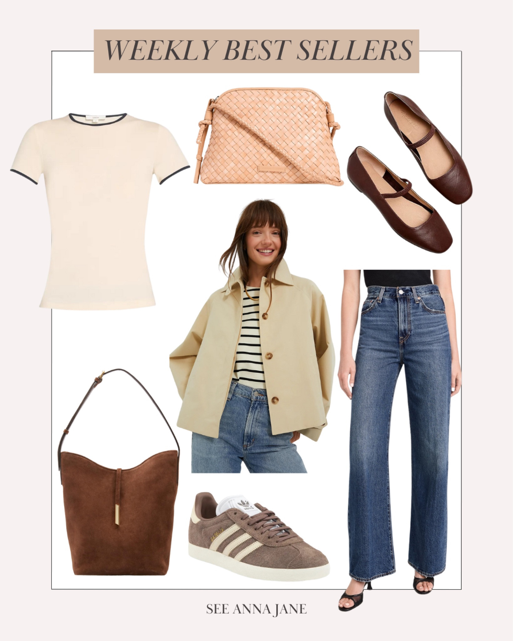 This week’s best sellers 🖤

Vince short sleeve tee, woven crossbody bag, Mary Jane flats, cropped trench coat, wide leg jeans, suede bag, sneakers

#LTKStyleTip #LTKSeasonal #LTKShoeCrush