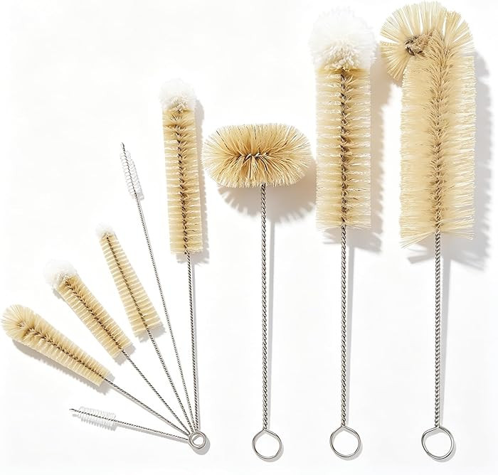 Masthome 9 Pack Bottle Brush Set, Boar Bristle Mixed PP Baby Bottle Cleaner, Long Handle Straw Br... | Amazon (US)