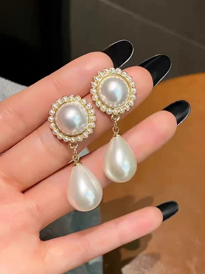 Faux Pearl Water Drop Earrings | SHEIN