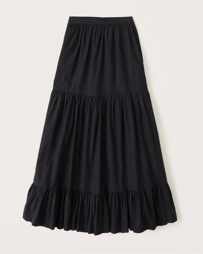 Women's Tiered Poplin Maxi Skirt | Women's Clearance | Abercrombie.com | Abercrombie & Fitch (US)