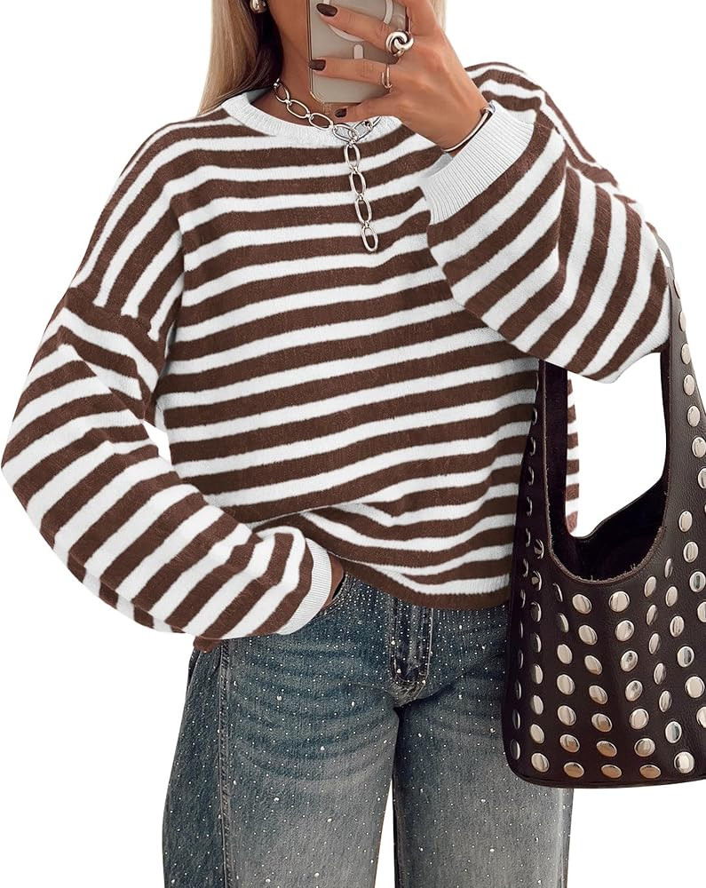 BTFBM Women's Lightweight Oversized Striped Sweater | Amazon (US)
