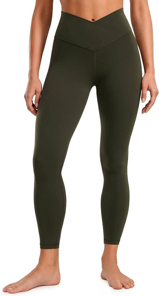 CRZ YOGA Womens Butterluxe Cross Waist Workout Leggings 25 Inches - V Crossover High Waisted Gym ... | Amazon (US)