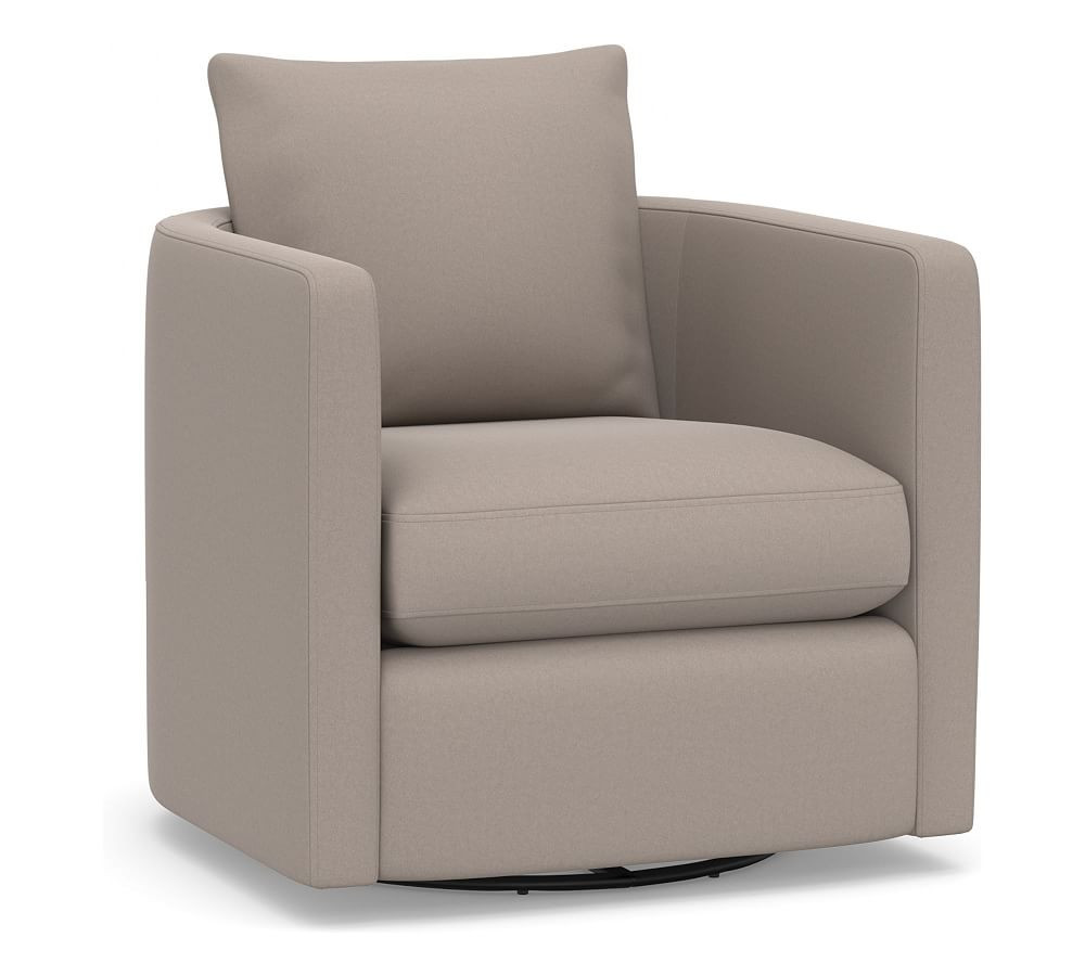 Ayden Barrel Upholstered Swivel Armchair | Pottery Barn (US)