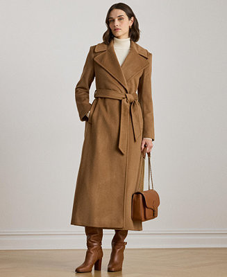 Lauren Ralph Lauren Women's Stitch-Trim Notch-Collar Belted Coat - Macy's | Macy's