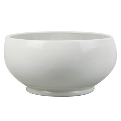 allen + roth 15.354-in W x 7.48-in H White Ceramic Low Bowl Planter Lowes.com | Lowe's