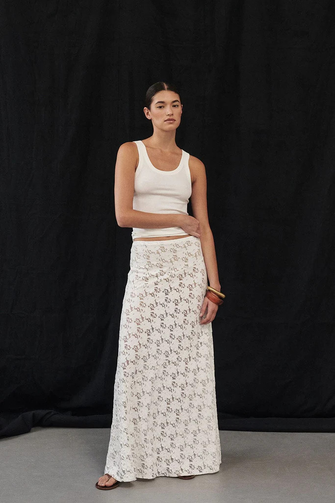 LOULA WHITE LACE SKIRT | DISSH