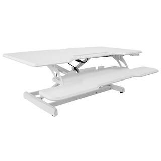 38 in. Rectangular White Height Adjustable Electric Standing Desk Converter | The Home Depot