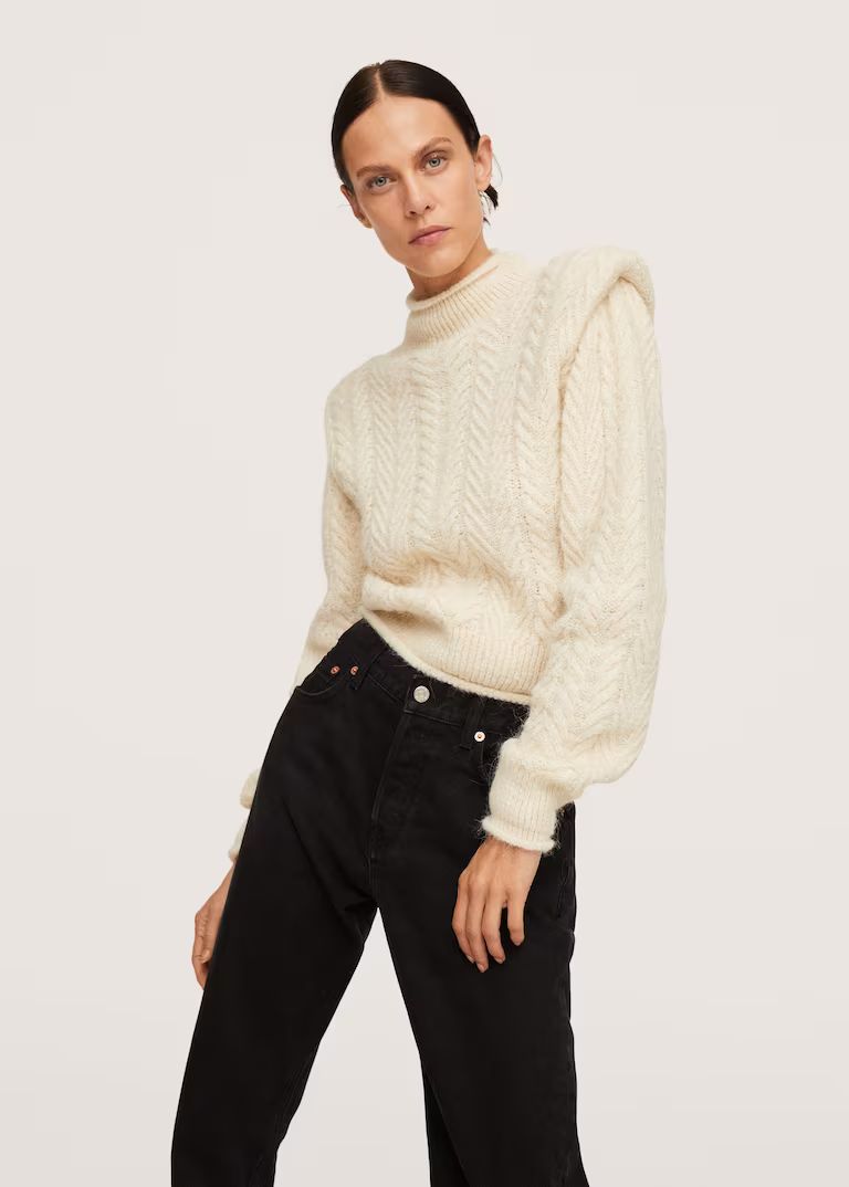 Herringbone knit sweater | MANGO (US)