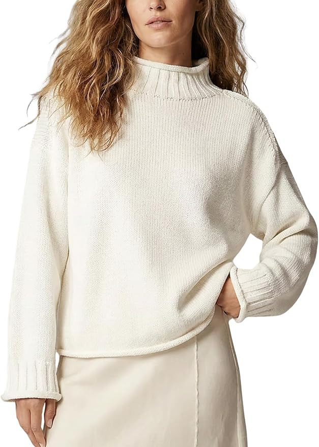 Wyeysyt Women's Oversized Rollneck Sweater Chunky Cable Knit Soft Pullover Sweater Fall Winter Ca... | Amazon (US)