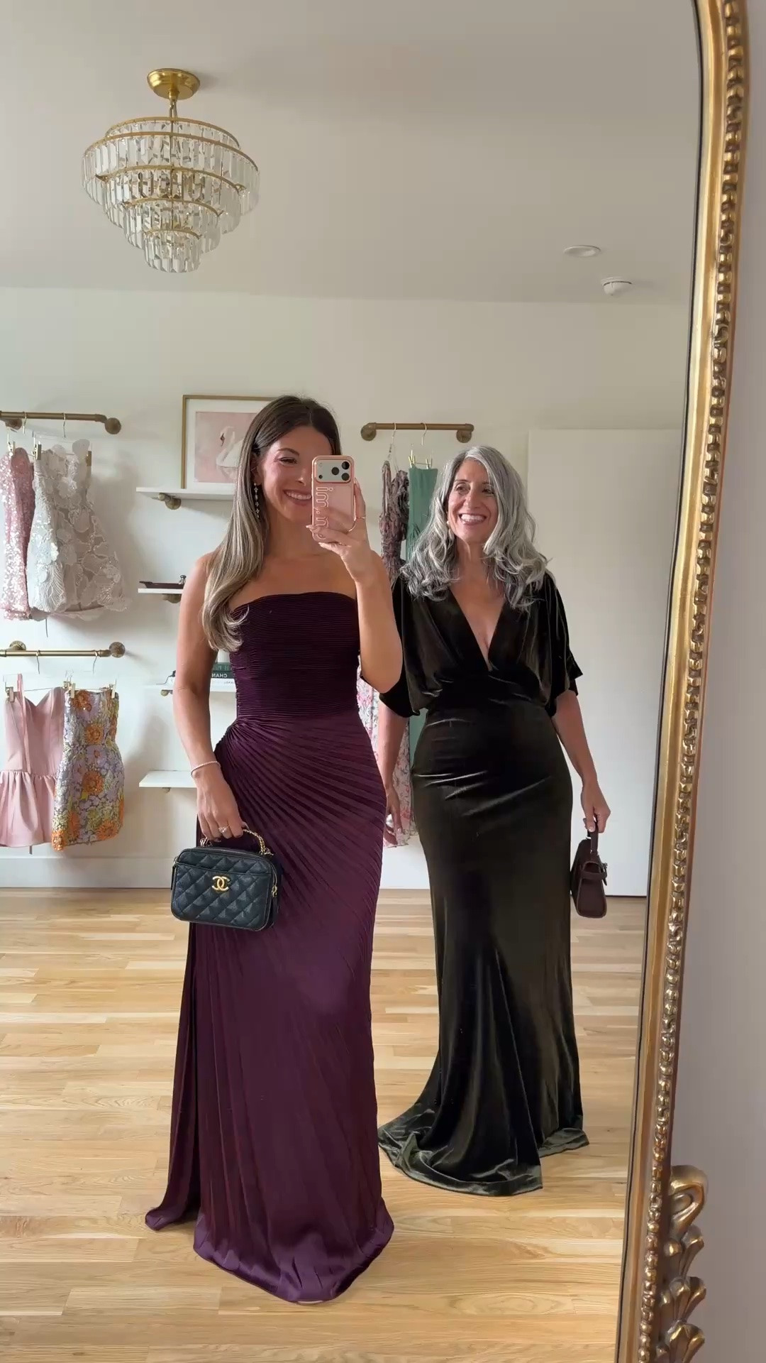 plum strapless gown with a ruched bodice and sunray pleated skirt, olive green velvet gown with a wrap V-neckline and sleeves mom and me formal wedding guest and mother of the bride dresses💍

electric picks code: emerson20

I’m 5’4” and wear a size small/2 

mom is 5’4” and wears a medium/6

fall wedding guest dresses, wedding guest dresses, cocktail dresses, semi-formal dresses, black tie wedding guest dresses, destination wedding guest dresses, garden party dresses, wedding guest outfit ideas, mom & me outfits, mom & me dresses, matching outfits, mother daughter outfits, family photo outfits, wedding guest dresses, mother of the bride, mother of the groom, wedding guest outfit ideas

#LTKootd #LTKSeasonal #LTKWedding