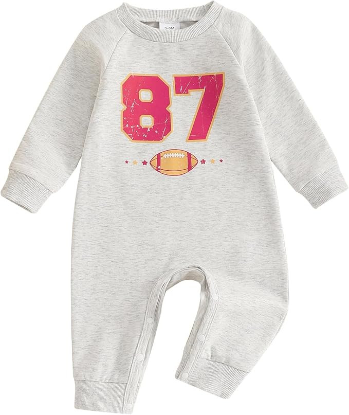 Newborn Infant Baby Boy Girl Football Clothes Long Sleeve Crewneck Romper Chiefs Jumpsuit Fall On... | Amazon (US)