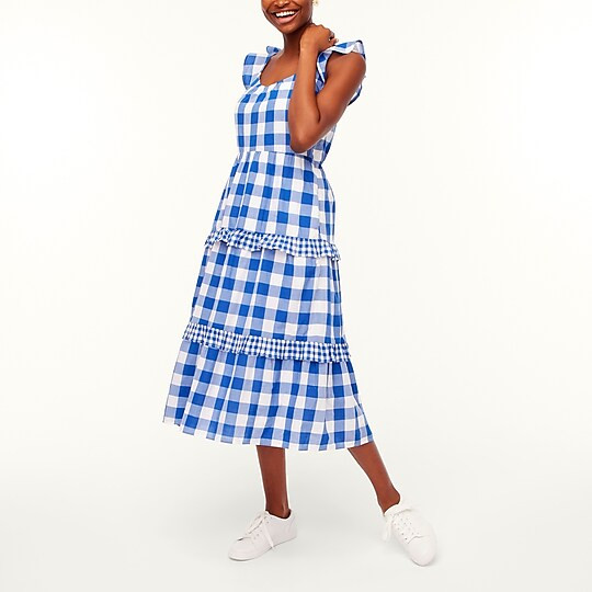 Factory: Flutter-sleeve Ruffle-tiered Midi Dress For Women | J.Crew Factory